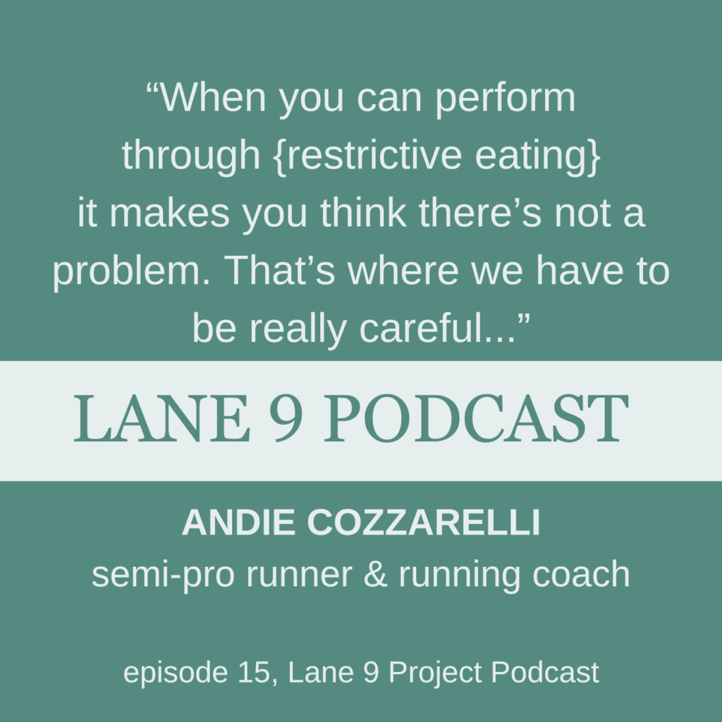 Lane 9 podcast episode with Andie Cozzarelli quote