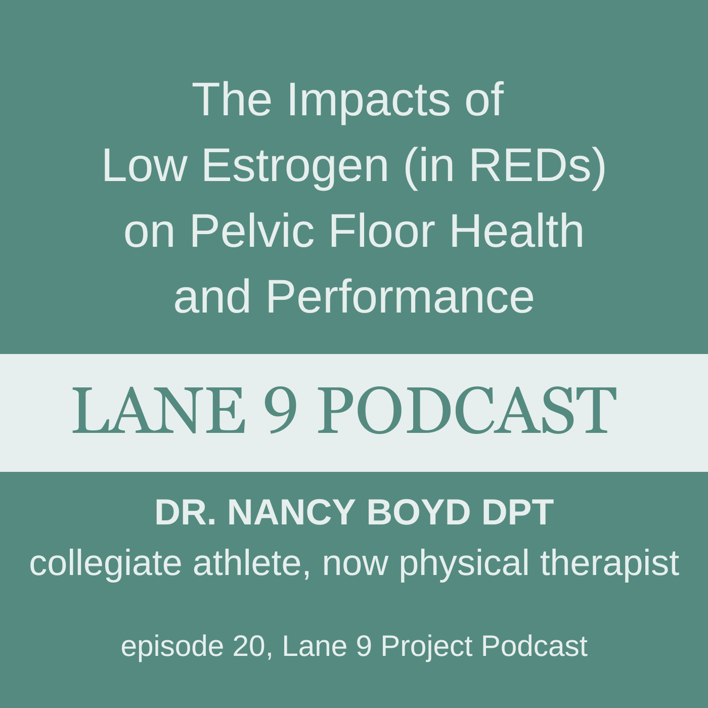 Lane 9 podcast episode on low estrogen levels and pelvic health Nancy Boyd DPt